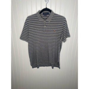Men's Polo Ralph Lauren Polo Shirt, Gray & Black Striped, Size M
